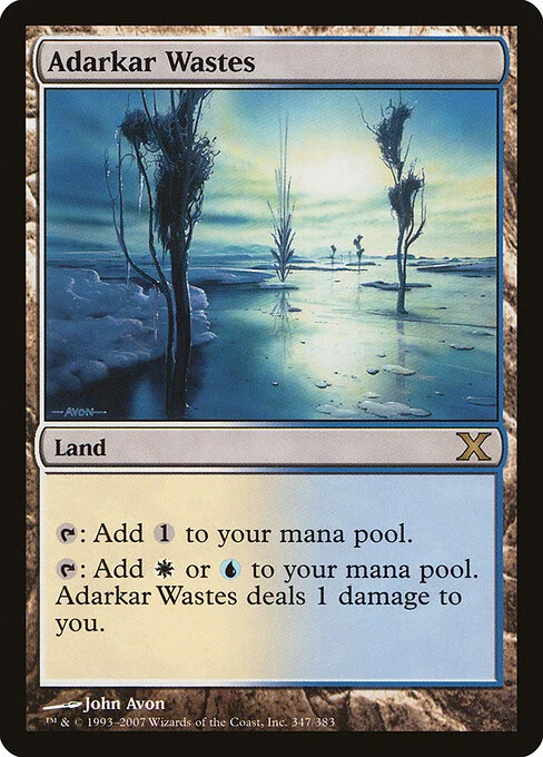 Adarkar Wastes, carta Magic di tipo Land illustrata da John Avon