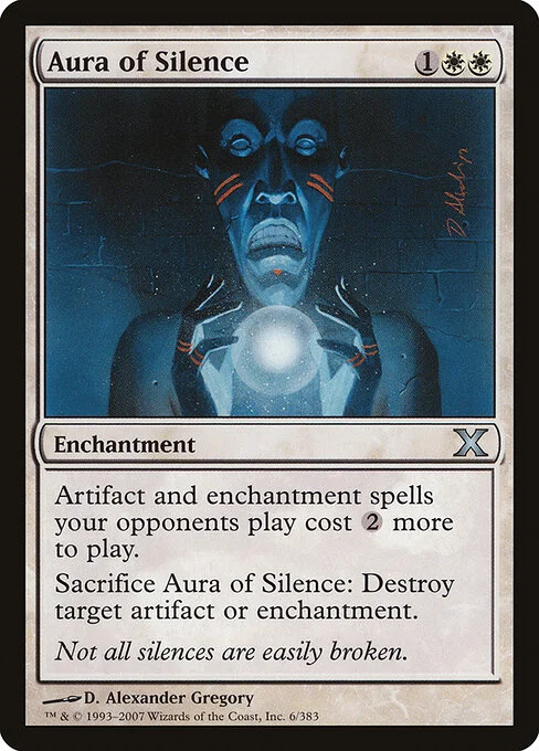 Aura of Silence, carta Magic di tipo Enchantment illustrata da D. Alexander Gregory