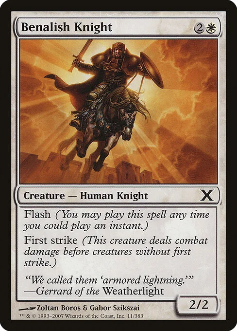Benalish Knight, carta Magic di tipo Creature — Human Knight illustrata da Zoltan Boros & Gabor Szikszai