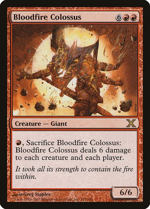 Bloodfire Colossus, carta Magic di tipo Creature — Giant illustrata da Greg Staples