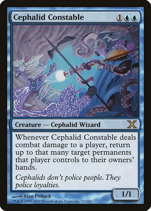 Cephalid Constable, carta Magic di tipo Creature — Octopus Wizard illustrata da Alan Pollack