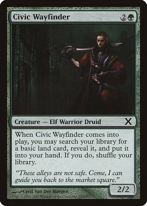 Civic Wayfinder, carta Magic di tipo Creature — Elf Druid Warrior illustrata da Cyril Van Der Haegen