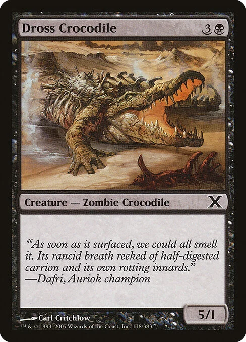 Dross Crocodile, carta Magic di tipo Creature — Zombie Crocodile illustrata da Carl Critchlow