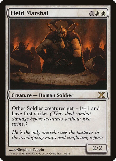 Field Marshal, carta Magic di tipo Creature — Human Soldier illustrata da Stephen Tappin