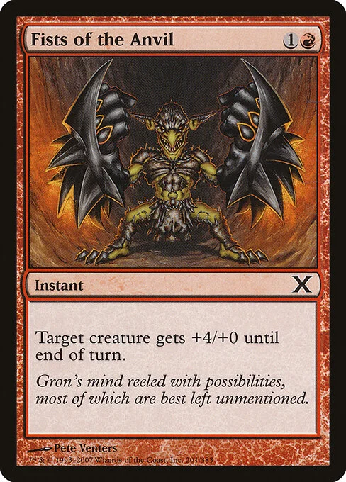 Fists of the Anvil, carta Magic di tipo Instant illustrata da Pete Venters
