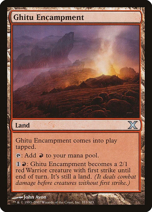 Ghitu Encampment, carta Magic di tipo Land illustrata da John Avon
