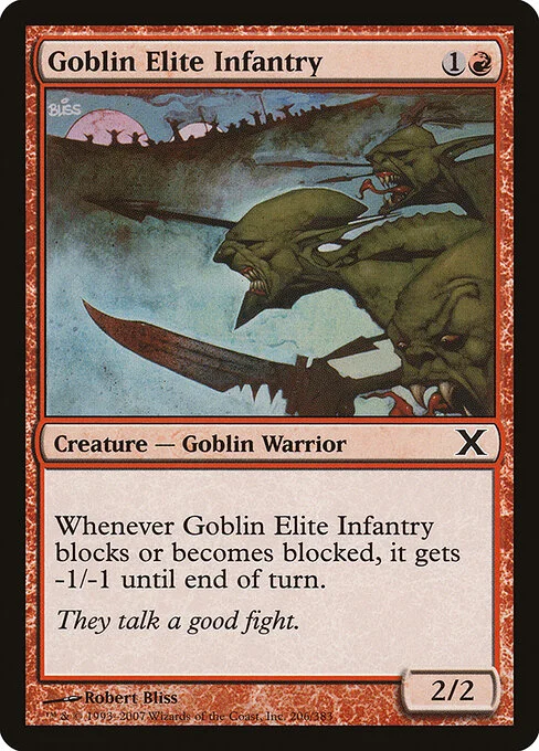 Goblin Elite Infantry, carta Magic di tipo Creature — Goblin Warrior illustrata da Robert Bliss