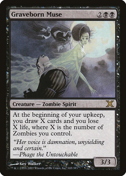Graveborn Muse, carta Magic di tipo Creature — Zombie Spirit illustrata da Kev Walker