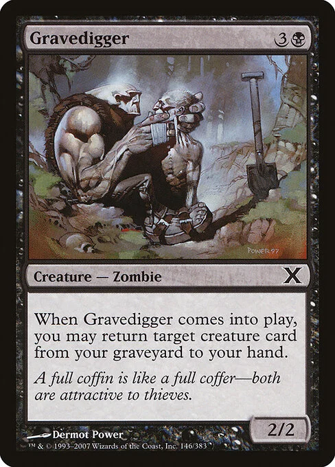 Gravedigger, carta Magic di tipo Creature — Zombie illustrata da Dermot Power