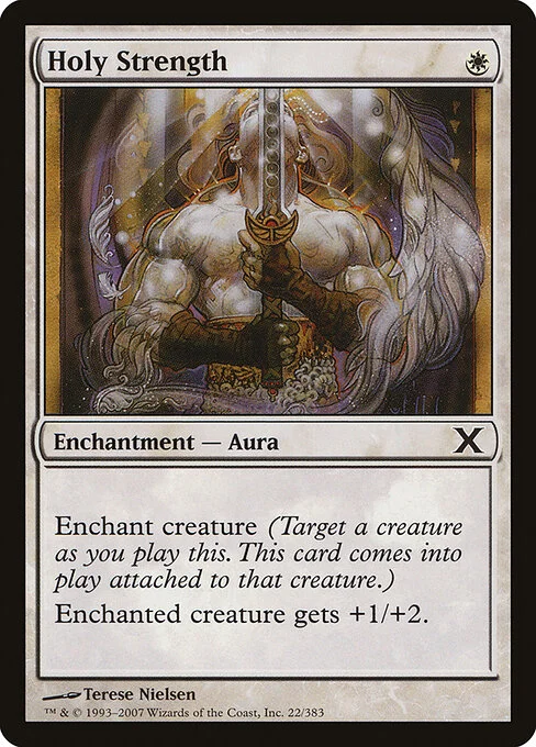 Holy Strength, carta Magic di tipo Enchantment — Aura illustrata da Terese Nielsen