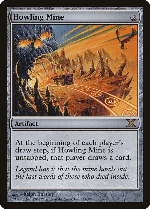 Howling Mine, carta Magic di tipo Artifact illustrata da Ralph Horsley
