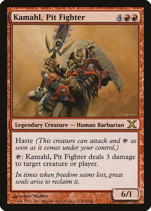 Kamahl, Pit Fighter, carta Magic di tipo Legendary Creature — Human Barbarian illustrata da Kev Walker