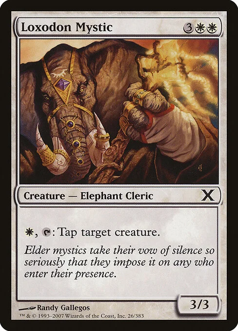 Loxodon Mystic, carta Magic di tipo Creature — Elephant Cleric illustrata da Randy Gallegos