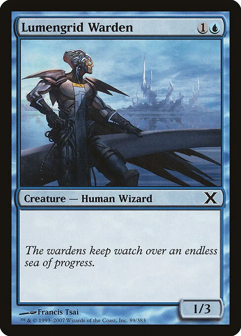 Lumengrid Warden, carta Magic di tipo Creature — Human Wizard illustrata da Francis Tsai