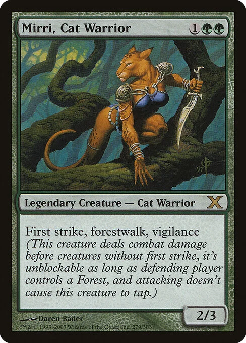 Mirri, Cat Warrior, carta Magic di tipo Legendary Creature — Cat Warrior illustrata da Daren Bader