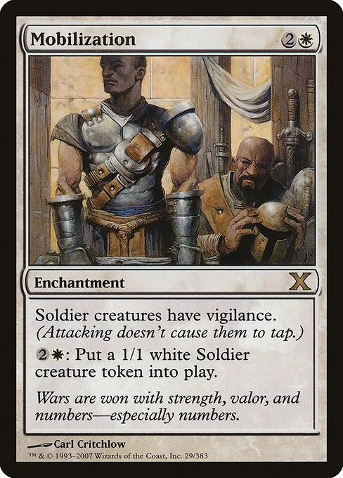 Mobilization, carta Magic di tipo Enchantment illustrata da Carl Critchlow