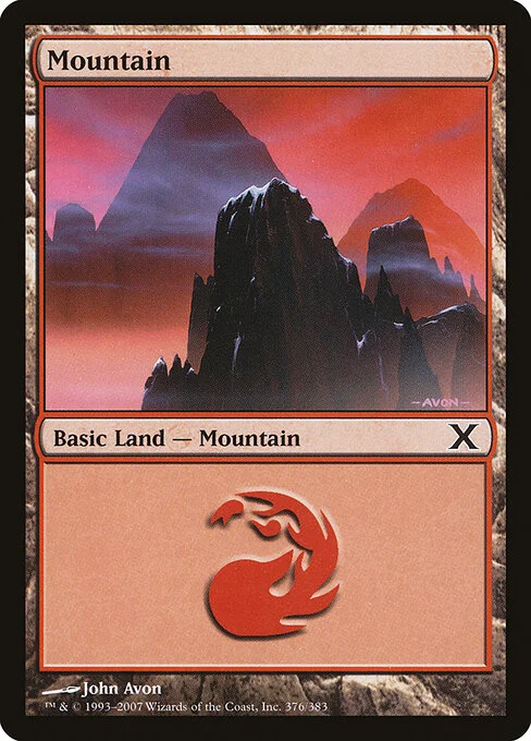 Mountain, carta Magic di tipo Basic Land — Mountain illustrata da John Avon