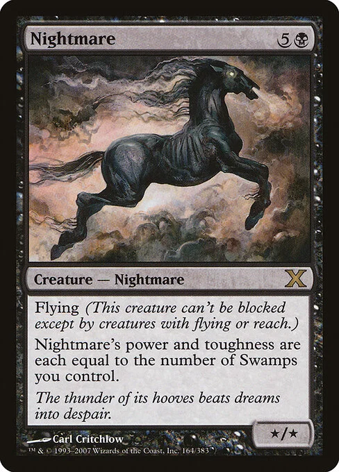 Nightmare, carta Magic di tipo Creature — Nightmare Horse illustrata da Carl Critchlow