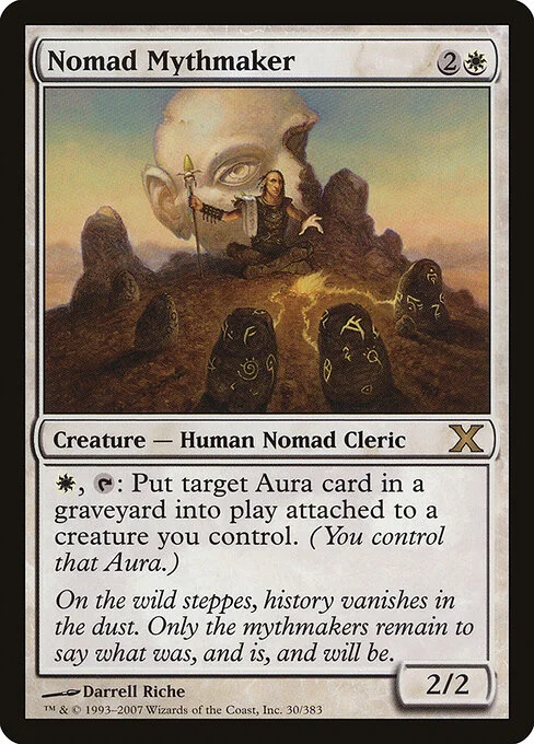 Nomad Mythmaker, carta Magic di tipo Creature — Human Nomad Cleric illustrata da Darrell Riche