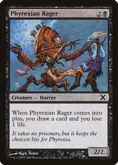 Phyrexian Rager, carta Magic di tipo Creature — Phyrexian Horror illustrata da Mark Tedin