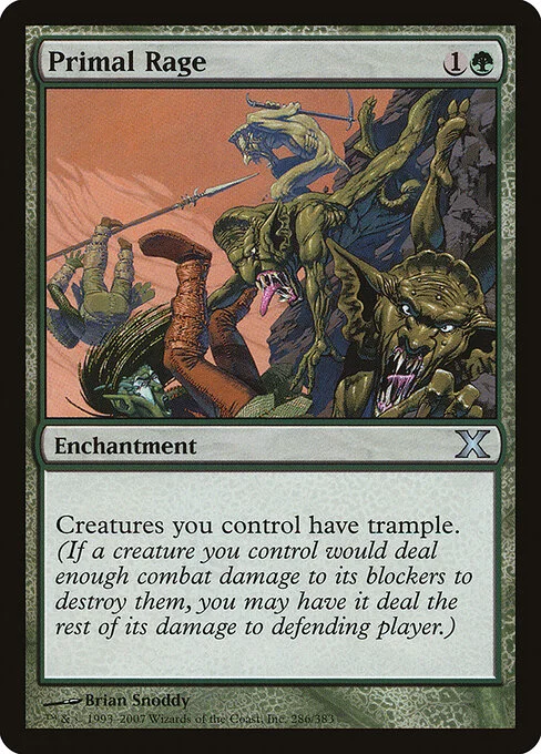 Primal Rage, carta Magic di tipo Enchantment illustrata da Brian Snõddy
