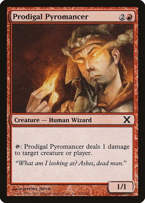 Prodigal Pyromancer, carta Magic di tipo Creature — Human Wizard illustrata da Jeremy Jarvis