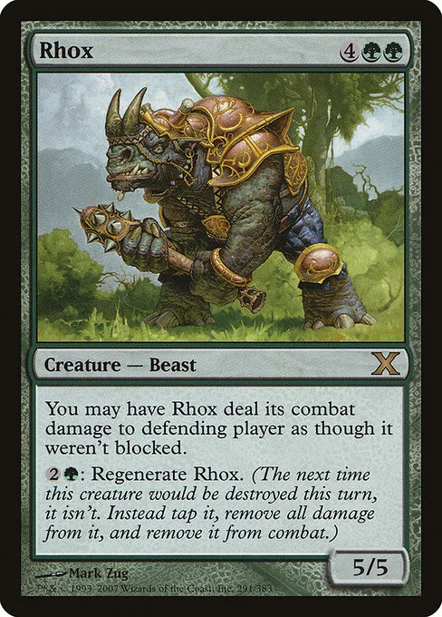 Rhox, carta Magic di tipo Creature — Rhino Beast illustrata da Mark Zug