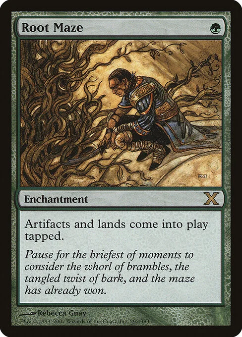 Root Maze, carta Magic di tipo Enchantment illustrata da Rebecca Guay