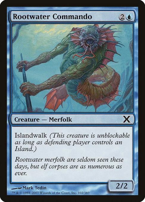 Rootwater Commando, carta Magic di tipo Creature — Merfolk illustrata da Mark Tedin