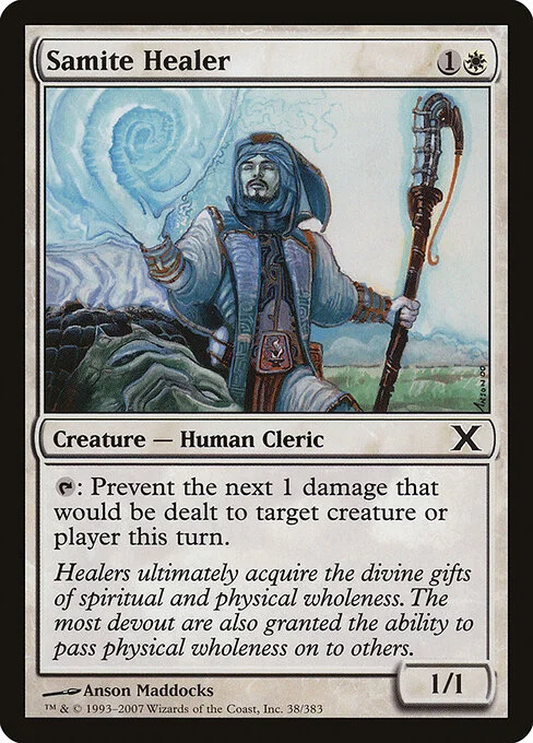 Samite Healer, carta Magic di tipo Creature — Human Cleric illustrata da Anson Maddocks