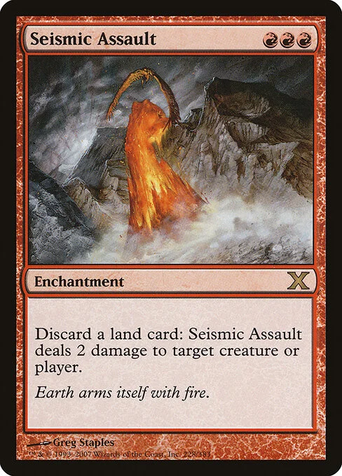 Seismic Assault, carta Magic di tipo Enchantment illustrata da Greg Staples