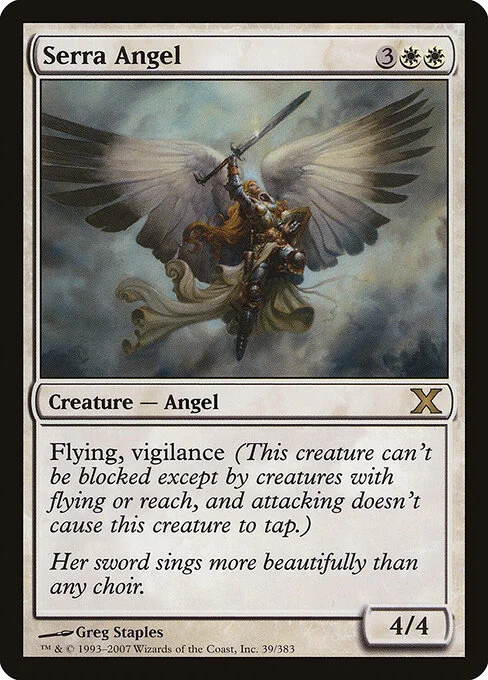 Serra Angel, carta Magic di tipo Creature — Angel illustrata da Greg Staples