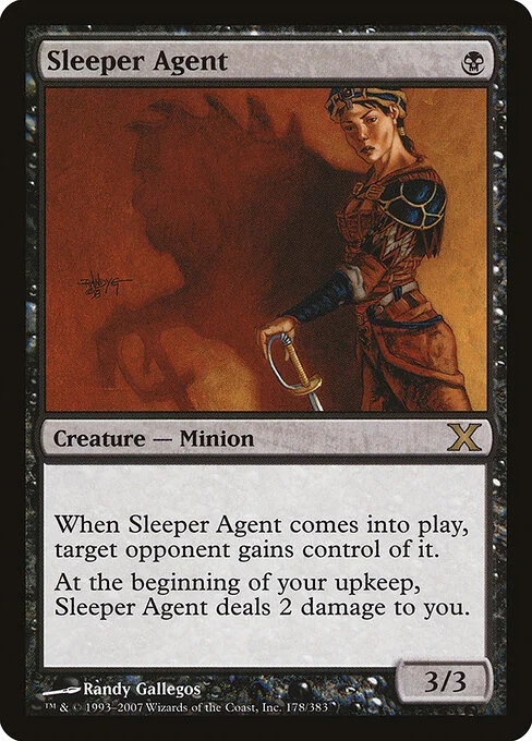 Sleeper Agent, carta Magic di tipo Creature — Phyrexian Minion illustrata da Randy Gallegos