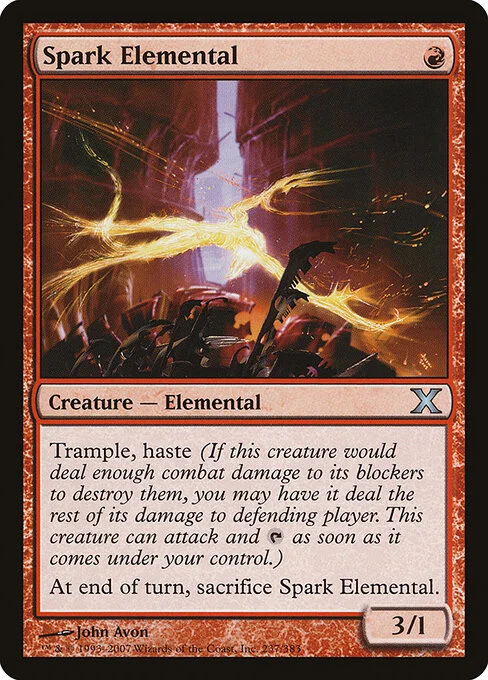 Spark Elemental, carta Magic di tipo Creature — Elemental illustrata da John Avon