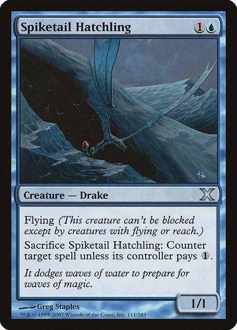 Spiketail Hatchling, carta Magic di tipo Creature — Drake illustrata da Greg Staples