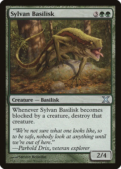 Sylvan Basilisk, carta Magic di tipo Creature — Basilisk illustrata da Steven Belledin