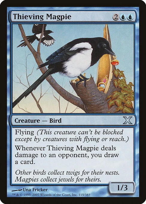 Thieving Magpie, carta Magic di tipo Creature — Bird illustrata da Una Fricker