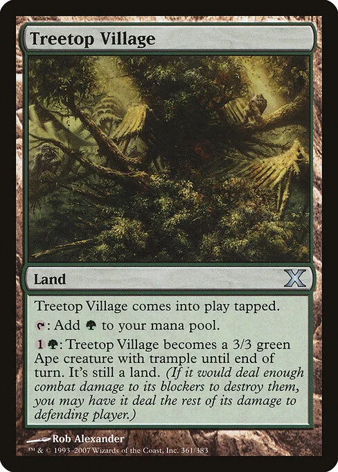 Treetop Village, carta Magic di tipo Land illustrata da Rob Alexander
