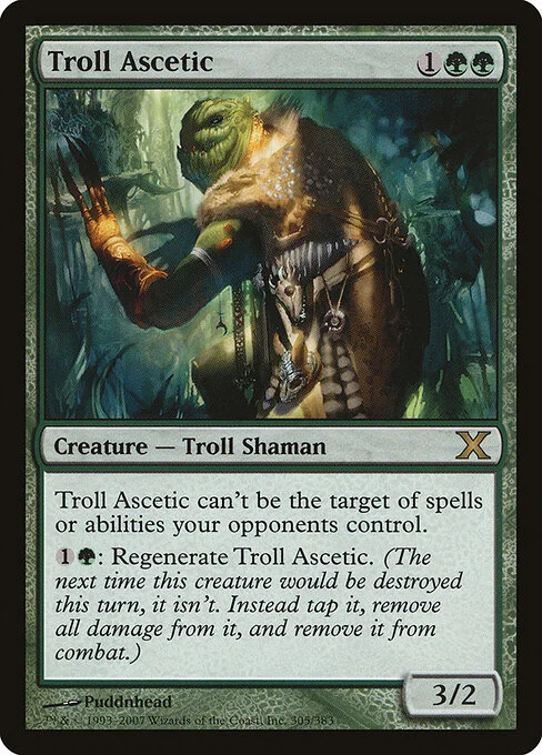 Troll Ascetic, carta Magic di tipo Creature — Troll Shaman illustrata da Puddnhead