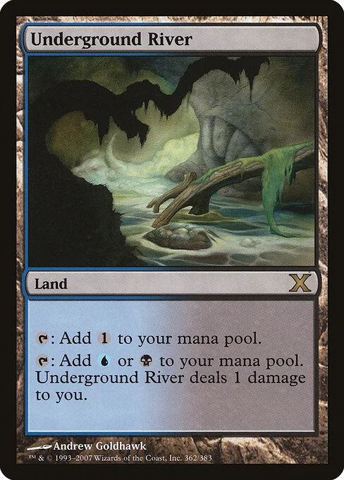 Underground River, carta Magic di tipo Land illustrata da Andrew Goldhawk