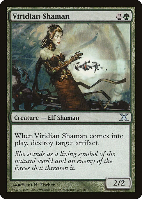 Viridian Shaman, carta Magic di tipo Creature — Elf Shaman illustrata da Scott M. Fischer
