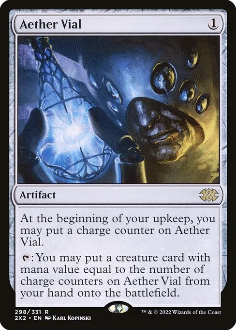 Aether Vial, carta Magic di tipo Artifact illustrata da Karl Kopinski