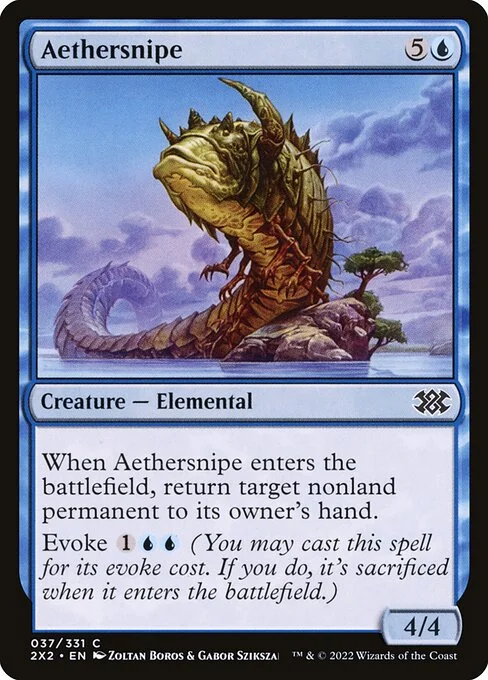 Aethersnipe, carta Magic di tipo Creature — Elemental illustrata da Zoltan Boros & Gabor Szikszai