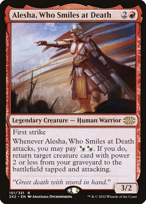 Alesha, Who Smiles at Death, carta Magic di tipo Legendary Creature — Human Warrior illustrata da Anastasia Ovchinnikova