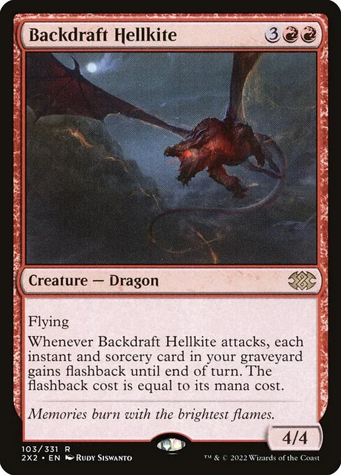 Backdraft Hellkite, carta Magic di tipo Creature — Dragon illustrata da Rudy Siswanto
