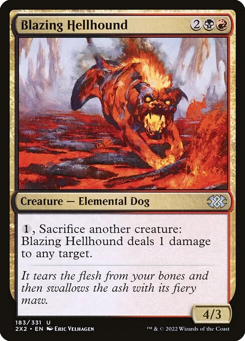 Blazing Hellhound, carta Magic di tipo Creature — Elemental Dog illustrata da Eric Velhagen