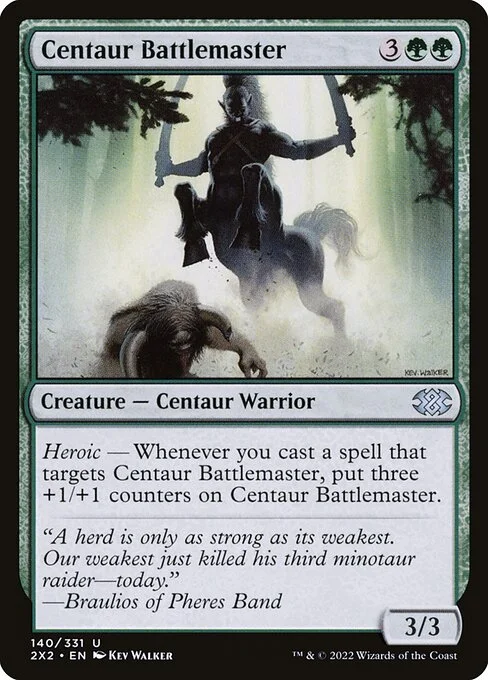 Centaur Battlemaster, carta Magic di tipo Creature — Centaur Warrior illustrata da Kev Walker