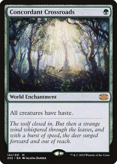 Concordant Crossroads, carta Magic di tipo World Enchantment illustrata da Alayna Danner