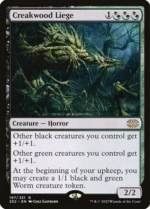 Creakwood Liege, carta Magic di tipo Creature — Horror illustrata da Cole Eastburn