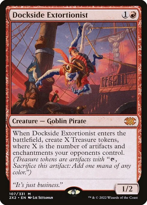 Dockside Extortionist, carta Magic di tipo Creature — Goblin Pirate illustrata da Lie Setiawan